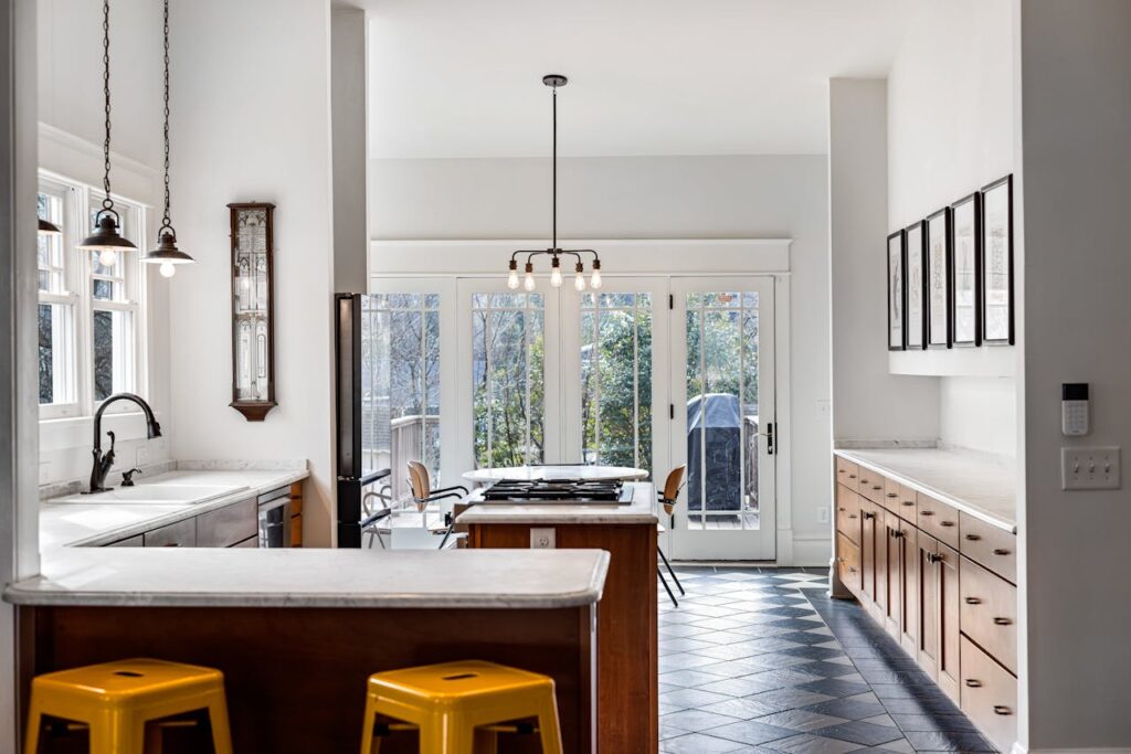 Elegant white and gray cabinets in a modern Charleston home